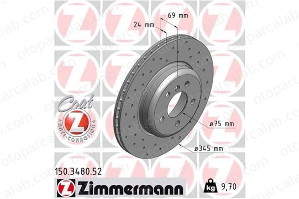 ZIMMERMANN 150.3480.52 Fren Disk Ayna Arka Sağ ve Sol BMW 5 5 Touring 34216775289 6775289
