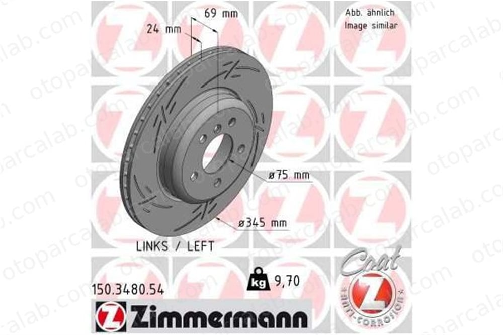 ZIMMERMANN 150.3480.54 Fren Disk Ayna Arka Sağ ve Sol BMW 5 5 Touring 34216775289 6775289