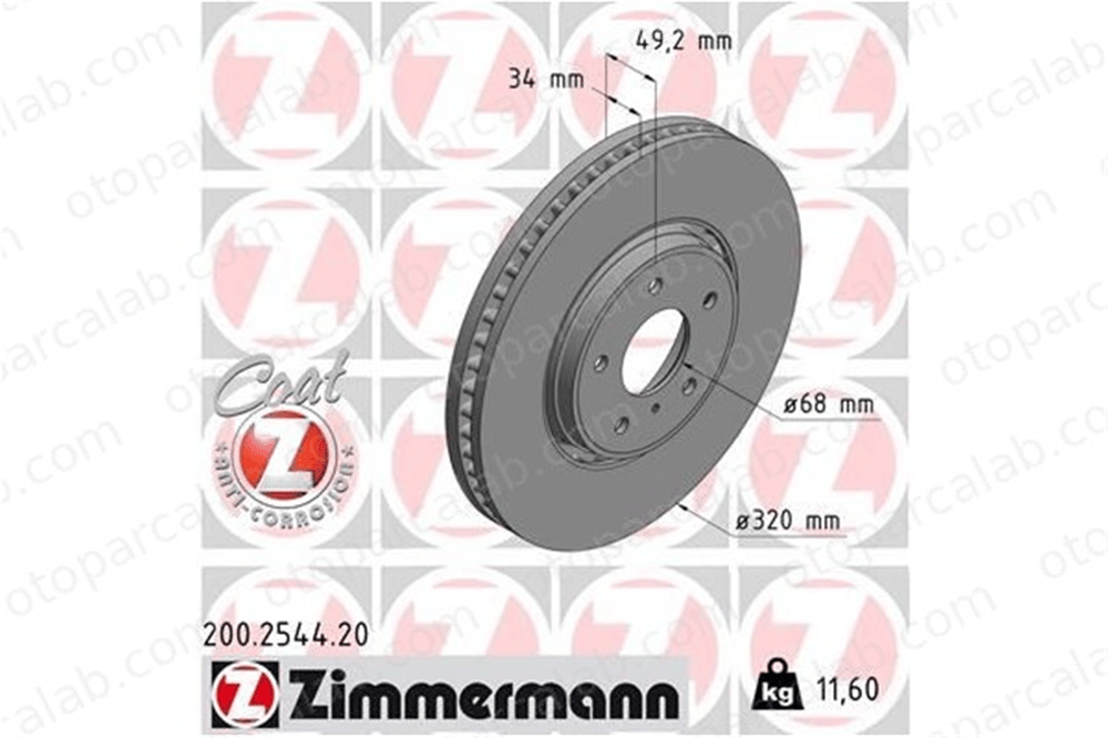 ZIMMERMANN 200.2544.20 Fren Disk Ayna Ön Sağ ve Sol INFINITI G Sedan M 40206CL70A40206CL70B 40206CL70A