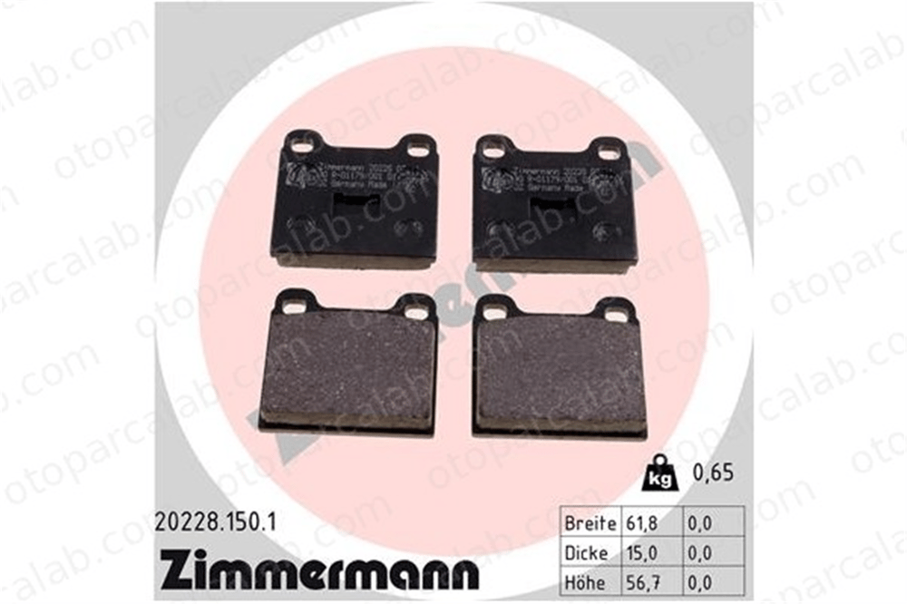 ZIMMERMANN 20228.150.1 Fren Disk Balata Ön VW DERBY GOLF I 891698151 811698151