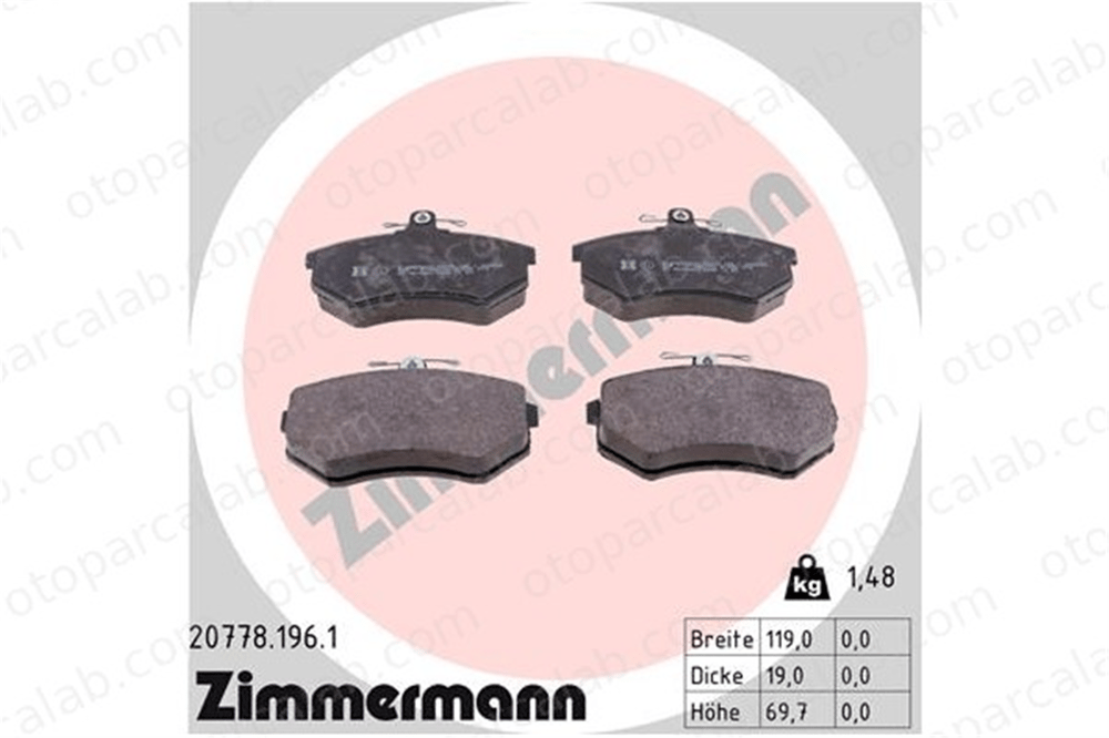 ZIMMERMANN 20778.196.1 Fren Disk Balata Ön AUDI 80 B3 Sedan 80 B4 Sedan 357698151 431698151D
