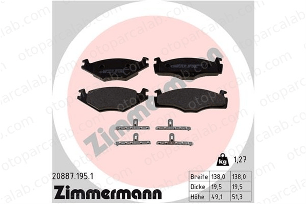 ZIMMERMANN 20887.195.1 Fren Disk Balata Ön VW JETTA II GOLF II 1H0698151 191698151J