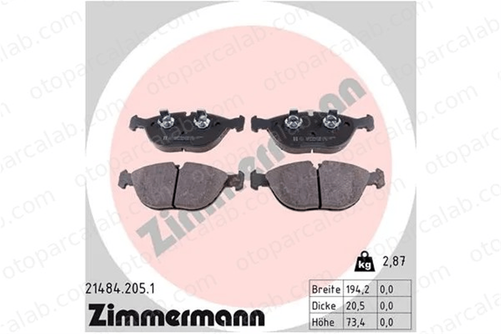 ZIMMERMANN 21484.205.1 Fren Disk Balata Ön MERCEDES-BENZ E-SERISI E-SERISI T-Model 214842051 8N0698151D