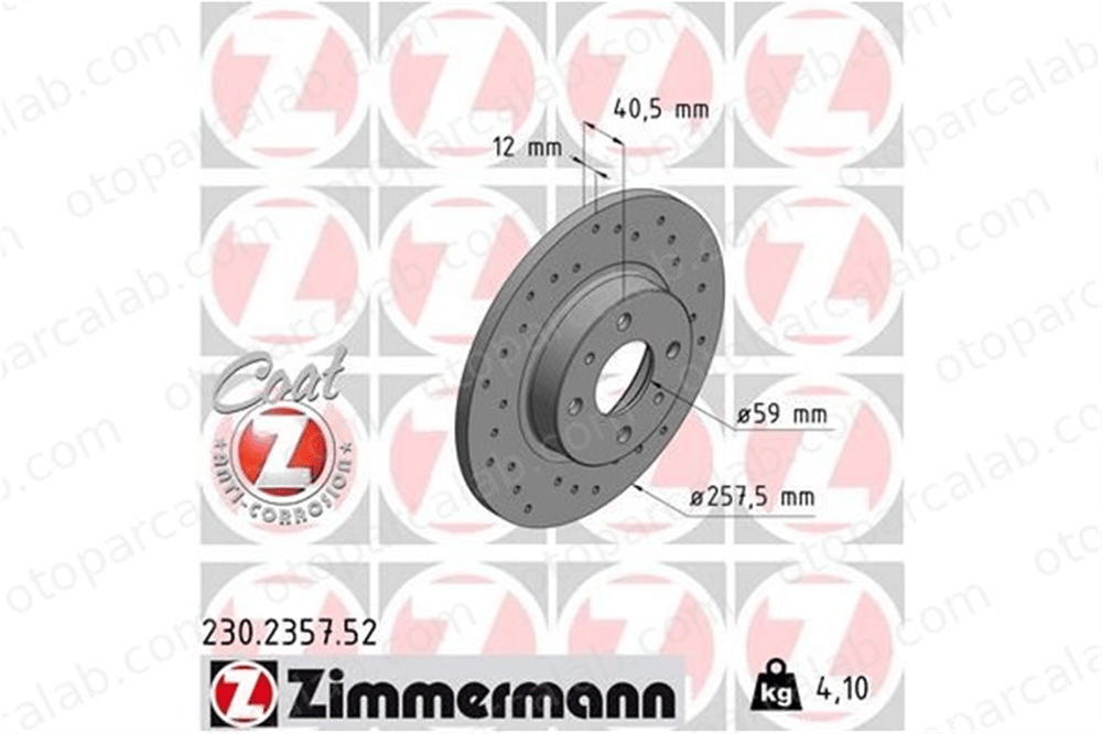 ZIMMERMANN 230.2357.52 Fren Disk Ayna Ön Sağ ve Sol FIAT TIPO TEMPRA 46820655 71738373
