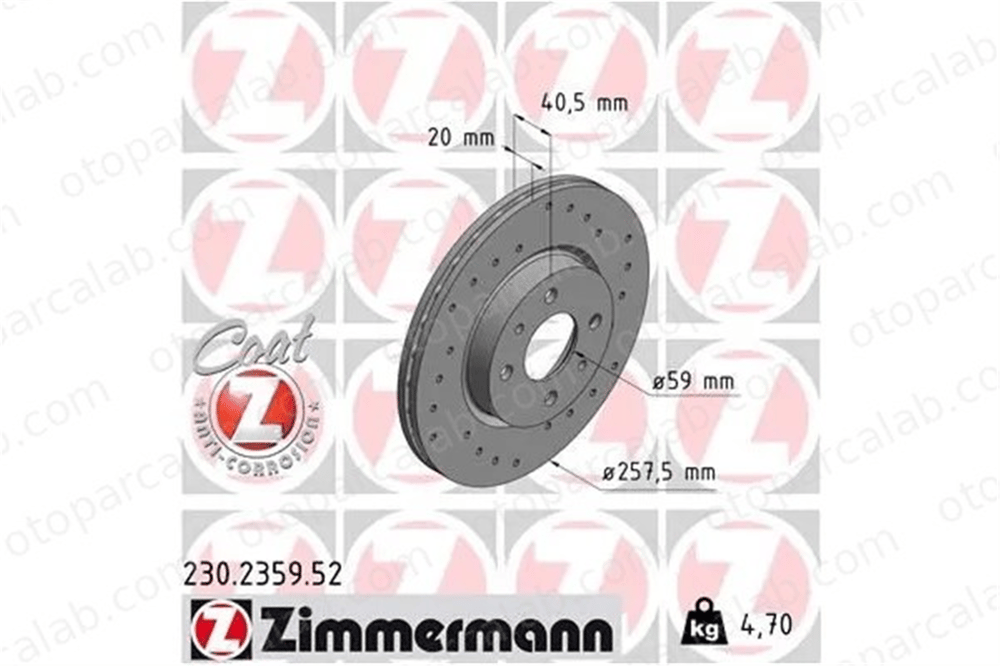ZIMMERMANN 230.2359.52 Fren Disk Ayna Ön Sağ ve Sol ALFA ROMEO 155 FIAT PALIO Weekend 51749124 7779409