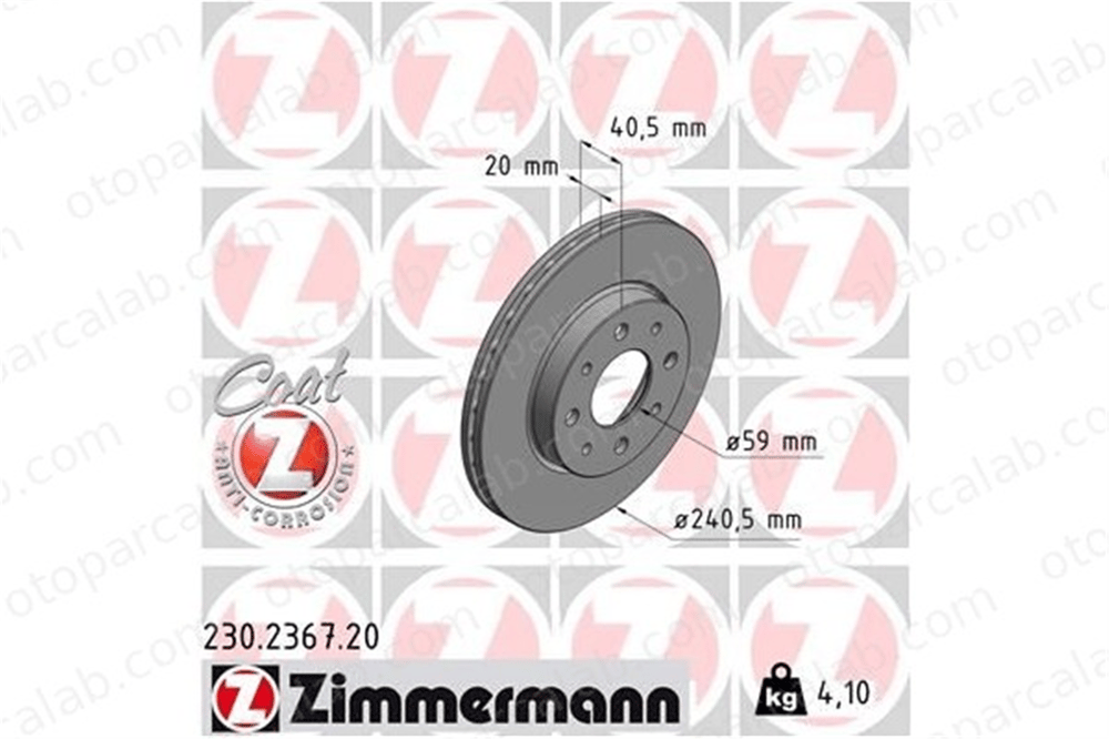 ZIMMERMANN 230.2367.20 Fren Disk Ayna Ön Sağ ve Sol FIAT 500 PANDA 46788929 51742727