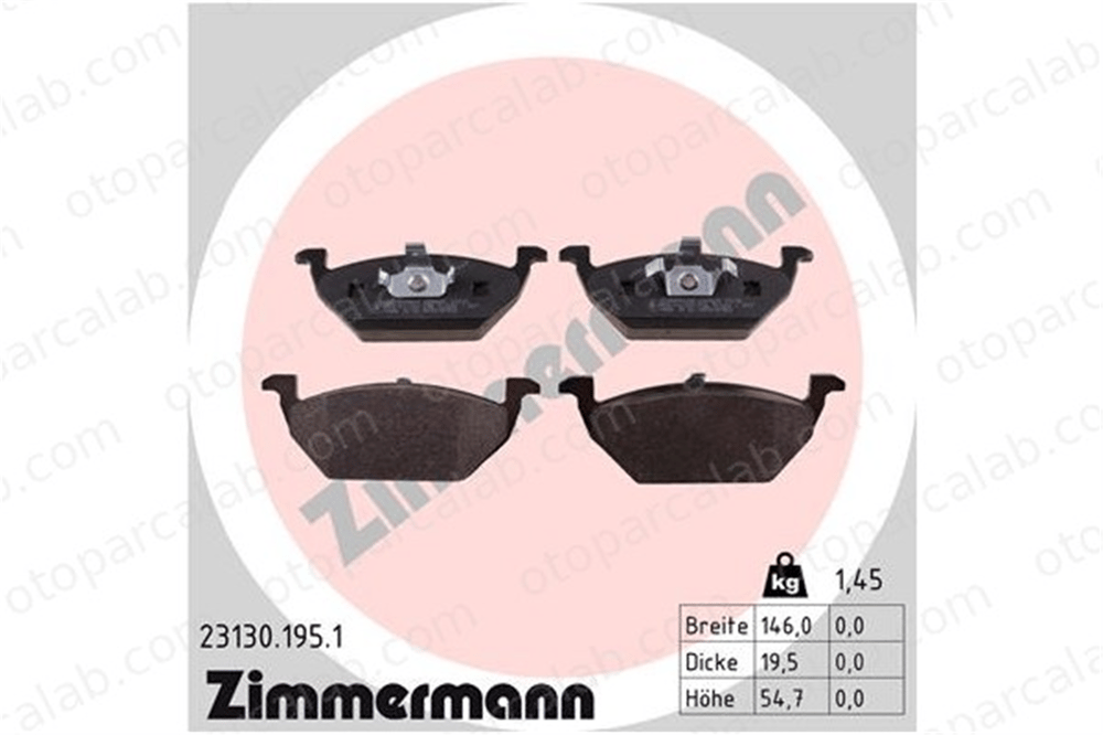 ZIMMERMANN 23130.195.1 Fren Disk Balata Ön VW BORA I GOLF IV 176698151 1JE698151B