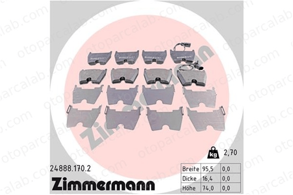 ZIMMERMANN 24888.170.2 Fren Disk Balata Ön VW PHAETON AUDI R8 8E0698151H 8E0698151Q