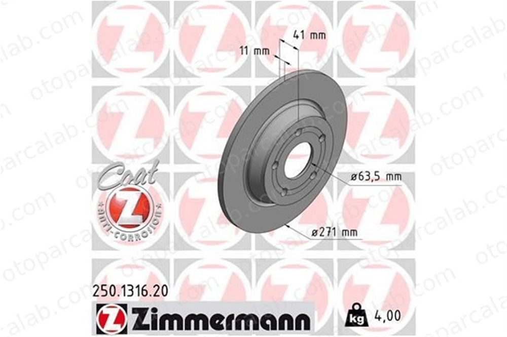 ZIMMERMANN 250.1316.20 Fren Disk Ayna Arka Sağ ve Sol FORD FOCUS IV JX612A315AEA 2196429