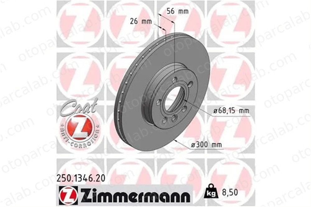 ZIMMERMANN 250.1346.20 Fren Disk Ayna Ön Sağ ve Sol VW SHARAN SEAT ALHAMBRA 7D0615301 7D0615301B