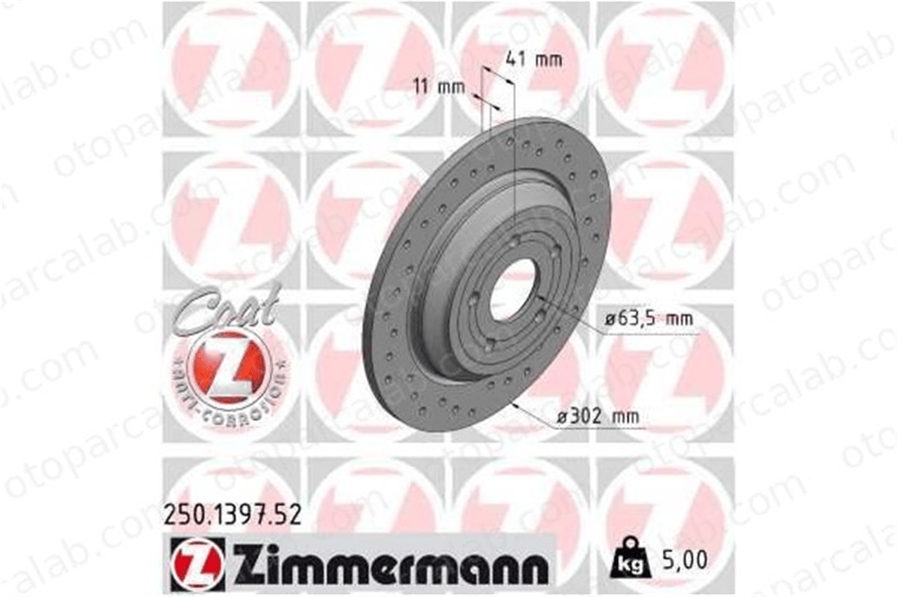 ZIMMERMANN 250.1397.52 Fren Disk Ayna Arka Sağ ve Sol FORD FOCUS IV FOCUS IV Turnier JX612A315BEA 1936154