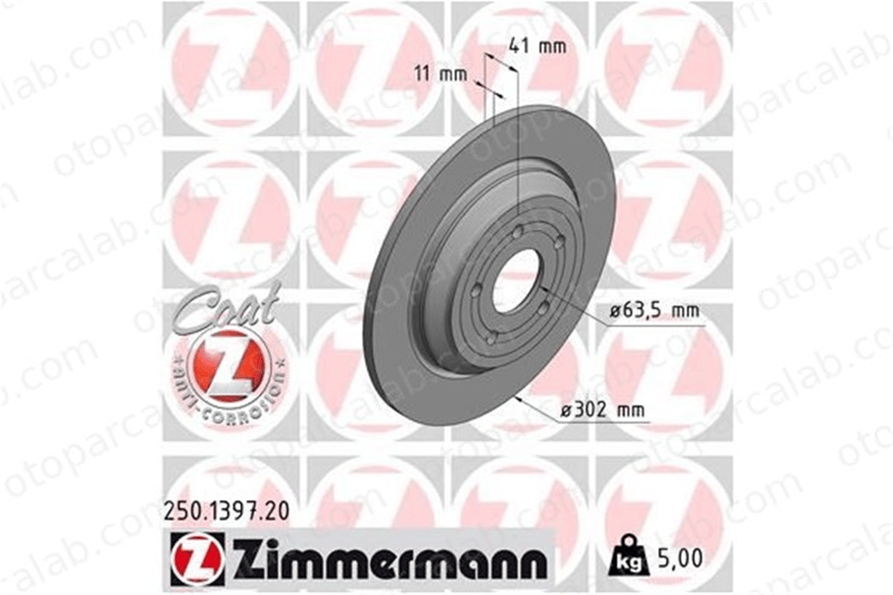 ZIMMERMANN 250.1397.20 Fren Disk Ayna Arka Sağ ve Sol FORD FOCUS IV FOCUS IV Turnier JX612A315BEA 1936154