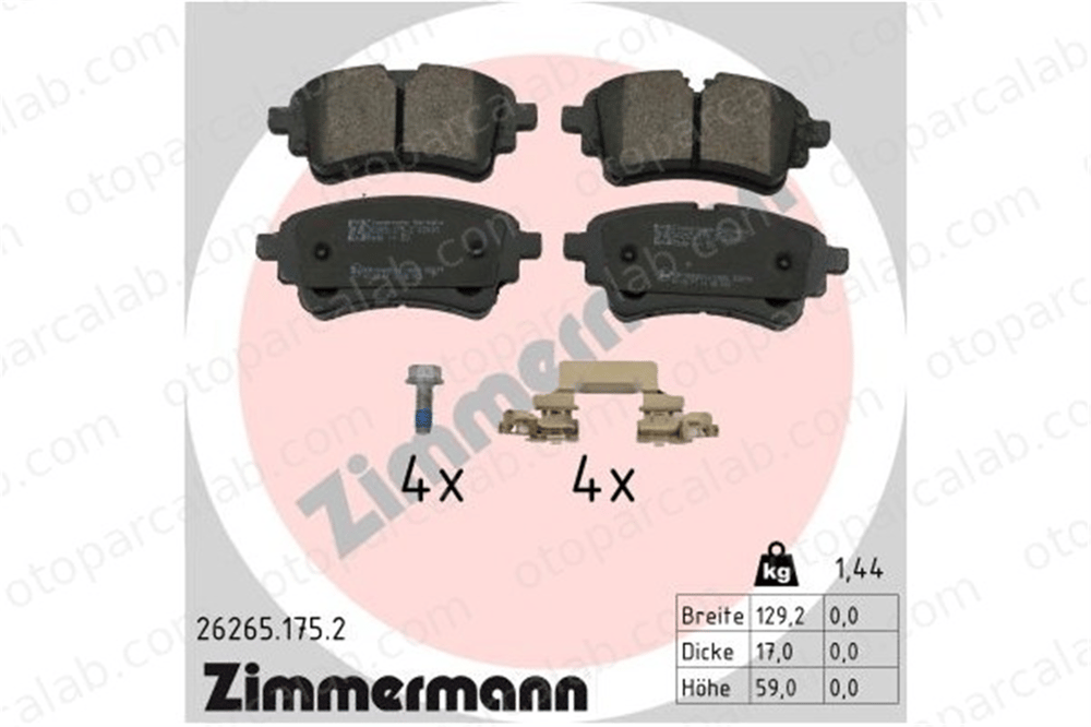 ZIMMERMANN 26265.175.2 Fren Disk Balata Ön AUDI A4 B9 Avant A5 Sportback 80A698451F 80A698451P