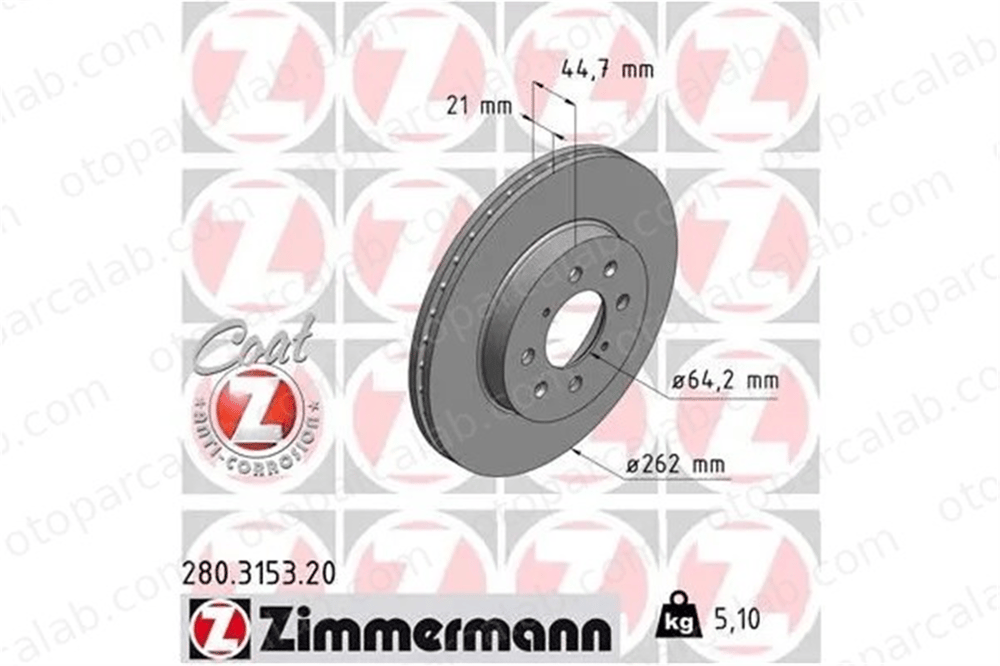 ZIMMERMANN 280.3153.20 Fren Disk Ayna Ön Sağ ve Sol ROVER 25 I Hatchback HONDA CIVIC VI Fastback 45251SK7J00 45251S6DE10