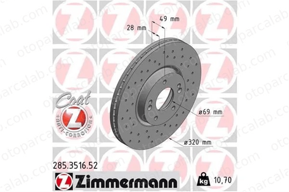 ZIMMERMANN 285.3516.52 Fren Disk Ayna Ön Sağ ve Sol HYUNDAI SANTA FÉ III SANTA FÉ II 517122P700 517122W700