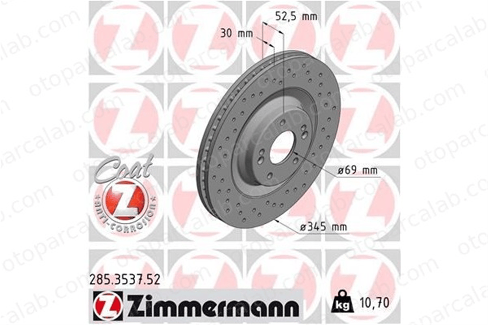 ZIMMERMANN 285.3537.52 Fren Disk Ayna Ön Sağ ve Sol HYUNDAI i30 FASTBACK 51712S0100