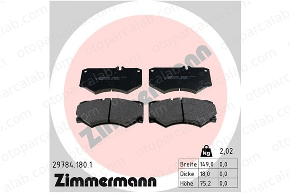 ZIMMERMANN 29784.180.1 Fren Disk Balata Ön MERCEDES-BENZ G-SERISI PUCH G-MODELL 297841801 5868942