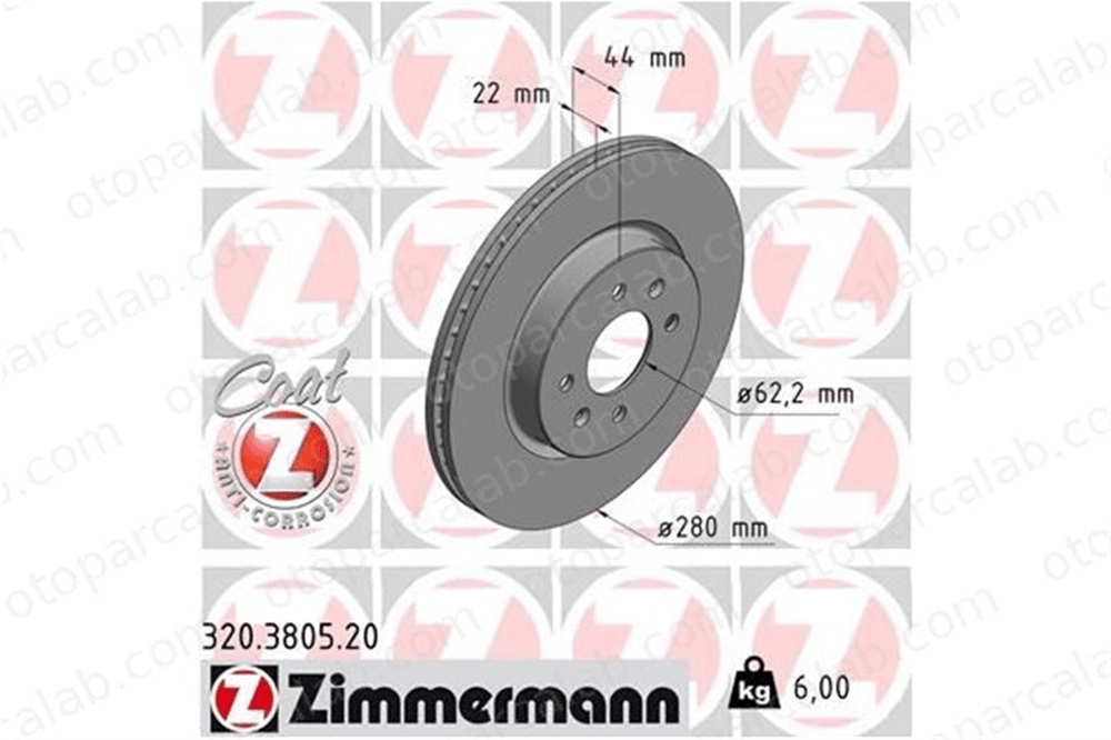 ZIMMERMANN 320.3805.20 Fren Disk Ayna Ön Sağ ve Sol HYUNDAI i20 II i20 II Coupe 517121W050 51712C8500
