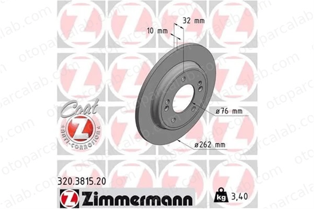 ZIMMERMANN 320.3815.20 Fren Disk Ayna Arka Sağ ve Sol HYUNDAI ELANTRA VI Sedan IONIQ 58411G2300