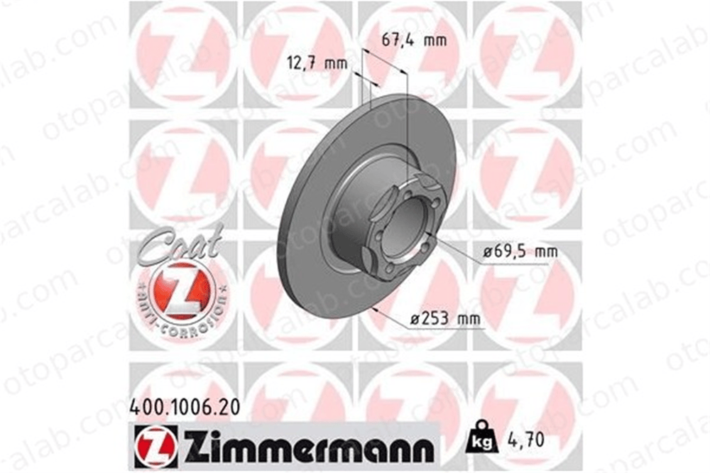 ZIMMERMANN 400.1006.20 Fren Disk Ayna Ön Sağ ve Sol MERCEDES-BENZ HECKFLOSSE COUPE 1104210112 110421021264