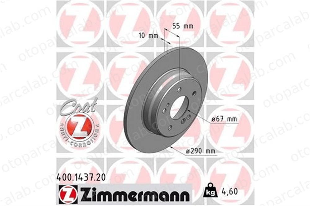 ZIMMERMANN 400.1437.20 Fren Disk Ayna Arka Sağ ve Sol MERCEDES-BENZ C-SERISI T-Model C-SERISI A2104231012 1244231112
