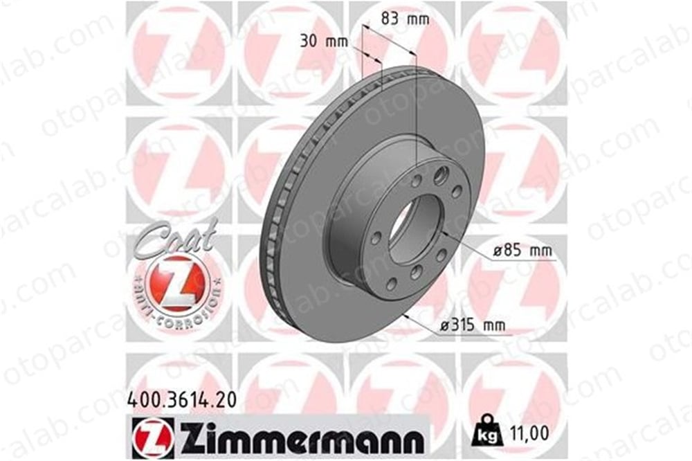 ZIMMERMANN 400.3614.20 Fren Disk Ayna Ön Sağ ve Sol PUCH G-MODELL MERCEDES-BENZ G-SERISI 4634210012 4634210112