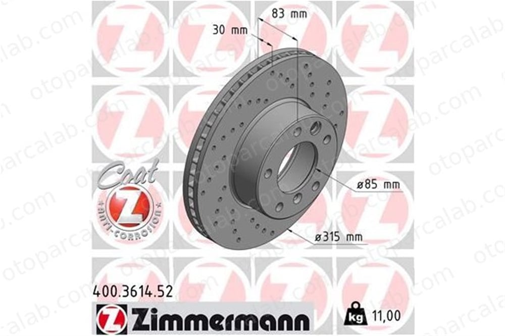 ZIMMERMANN 400.3614.52 Fren Disk Ayna Ön Sağ ve Sol PUCH G-MODELL MERCEDES-BENZ G-SERISI 4634210012 4634210112