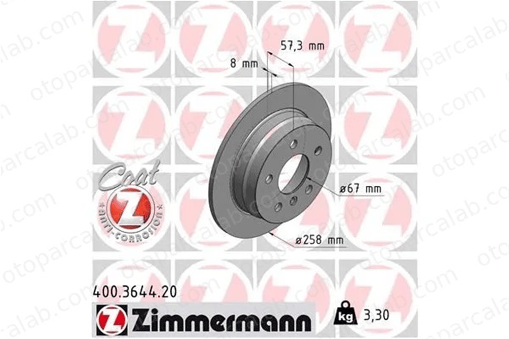 ZIMMERMANN 400.3644.20 Fren Disk Ayna Arka Sağ ve Sol MERCEDES-BENZ A-SERISI B-SERISI Sports Tourer A1694230912 1694230012