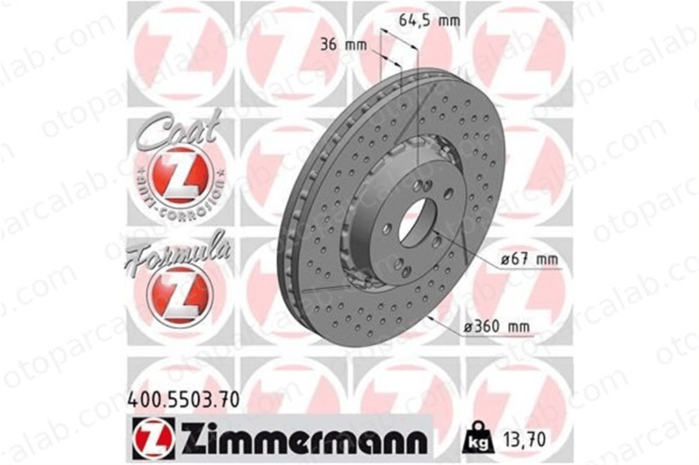 ZIMMERMANN 400.5503.70 Fren Disk Ayna Ön Sağ ve Sol MERCEDES-BENZ E-SERISI E-SERISI T-Model 2124210512 2194210212