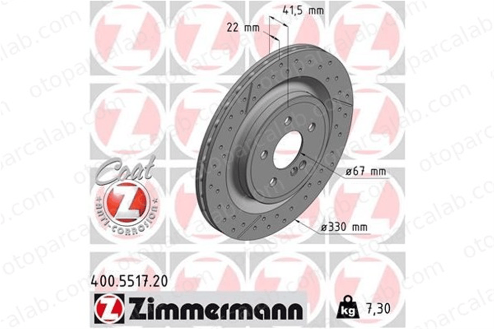 ZIMMERMANN 400.5517.20 Fren Disk Ayna Arka Sağ ve Sol MERCEDES-BENZ A-SERISI CLA Coupe A1724230112 1724230112