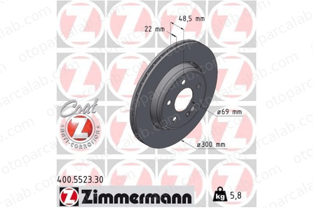 ZIMMERMANN 400.5523.30 Fren Disk Ayna Arka Sağ ve Sol MERCEDES-BENZ C-SERISI C-SERISI T-Model A0004231812 4231812