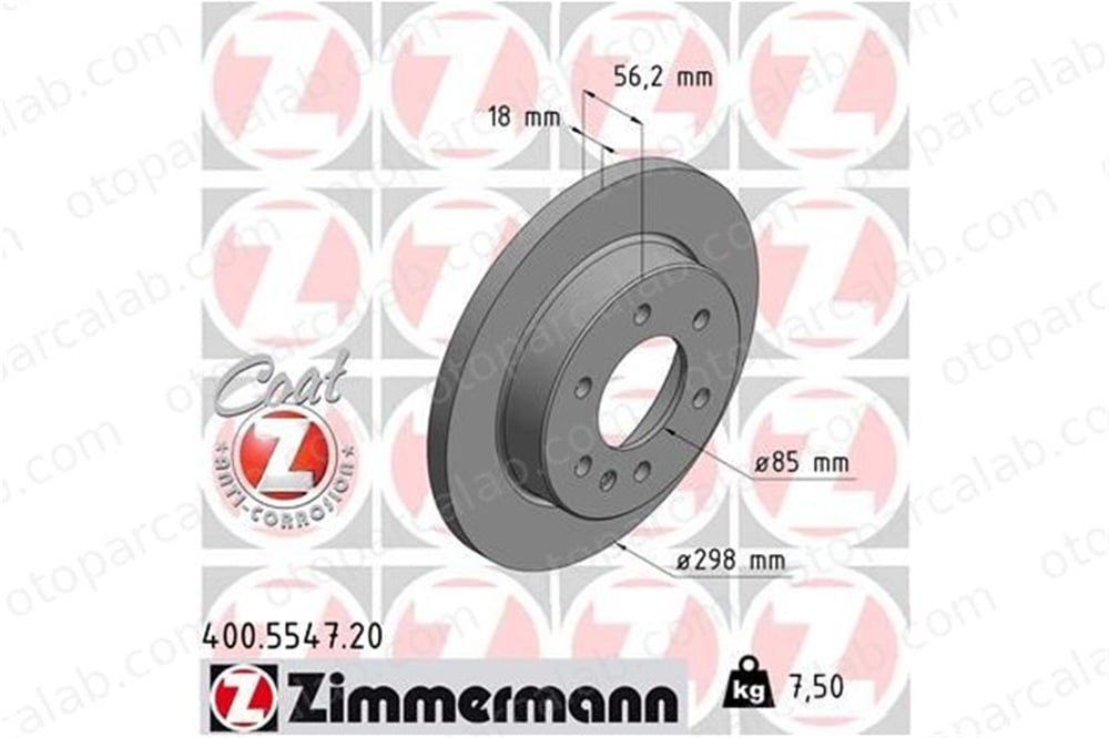 ZIMMERMANN 400.5547.20 Fren Disk Ayna Arka Sağ ve Sol MERCEDES-BENZ SPRINTER 3,5-t Panelvan/Van SPRINTER 3,5-t Platform şasi A9104232100 9104232100