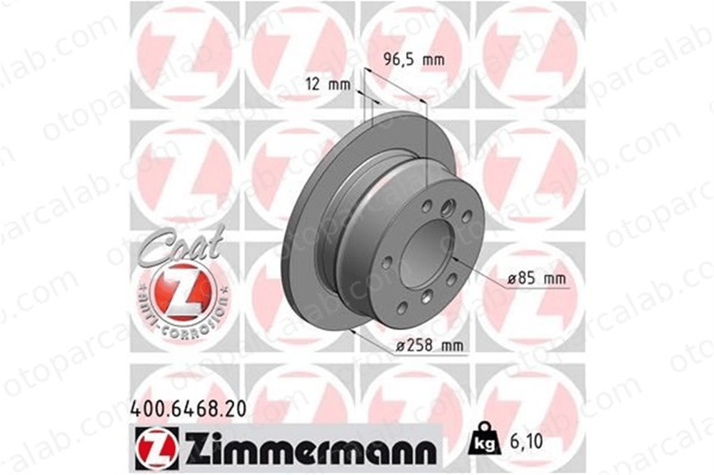 ZIMMERMANN 400.6468.20 Fren Disk Ayna Arka Sağ ve Sol PUCH G-MODELL MERCEDES-BENZ SPRINTER 2-t Panelvan/Van A9014230812 2D0501601