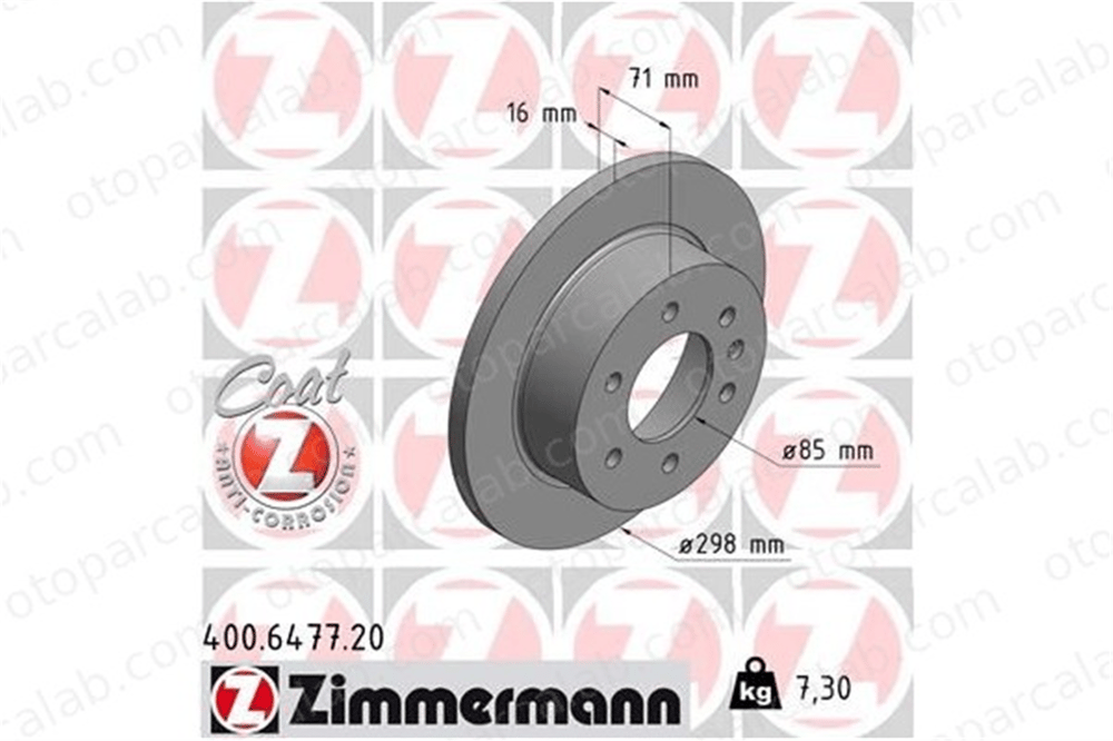 ZIMMERMANN 400.6477.20 Fren Disk Ayna Arka Sağ ve Sol MERCEDES-BENZ SPRINTER 5-t Platform şasi SPRINTER 3,5-t Panelvan/Van A9064230012 2E0615601A