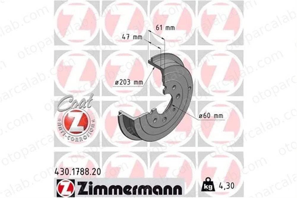 ZIMMERMANN 430.1788.20 Kampana Arka Sağ veya Sol OPEL CORSA D ADAM 55701379 55703042