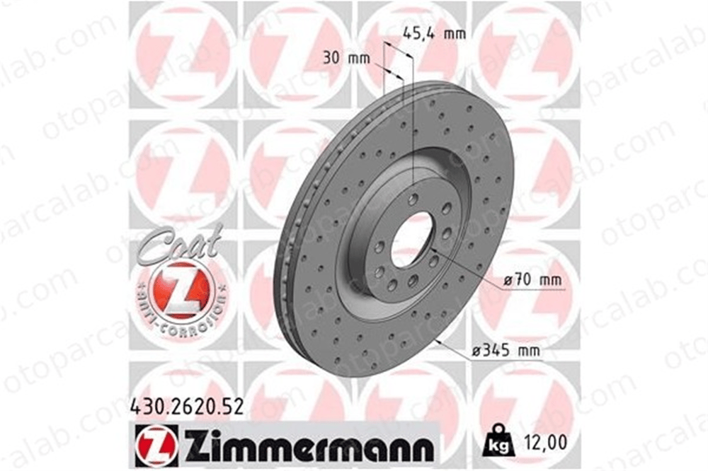 ZIMMERMANN 430.2620.52 Fren Disk Ayna Ön Sağ ve Sol OPEL VECTRA C GTS VECTRA C Station wagon 93188445 569154