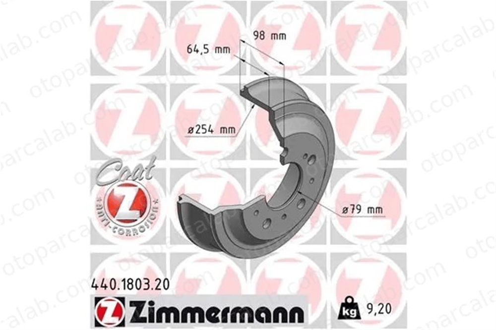 ZIMMERMANN 440.1803.20 Kampana Arka Sağ veya Sol PEUGEOT BOXER Panelvan/Van FIAT DUCATO Panelvan/Van 1306211080 424738