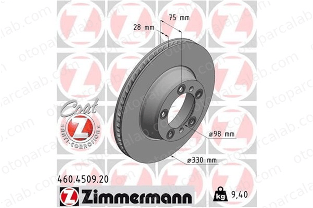 ZIMMERMANN 460.4509.20 Fren Disk Ayna Arka Sağ ve Sol PORSCHE PANAMERA PANAMERA Sport Turismo 971615602F