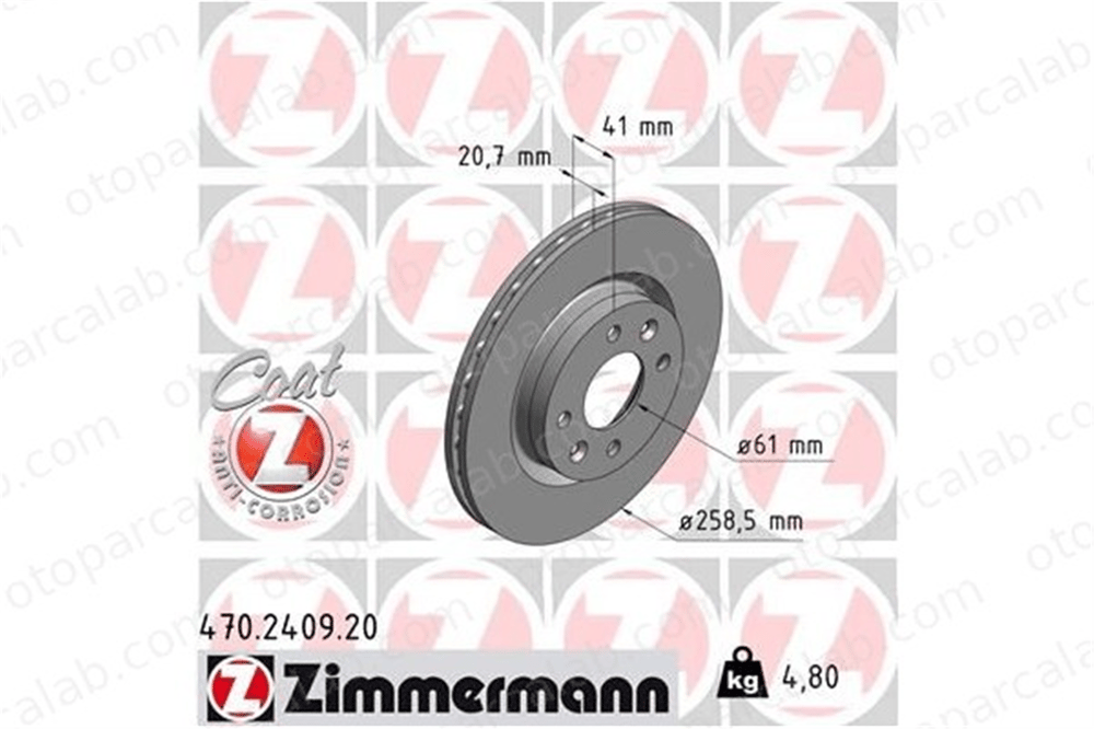 ZIMMERMANN 470.2409.20 Fren Disk Ayna Ön Sağ ve Sol RENAULT CLIO II KANGOO Express 402062984R 7701206339
