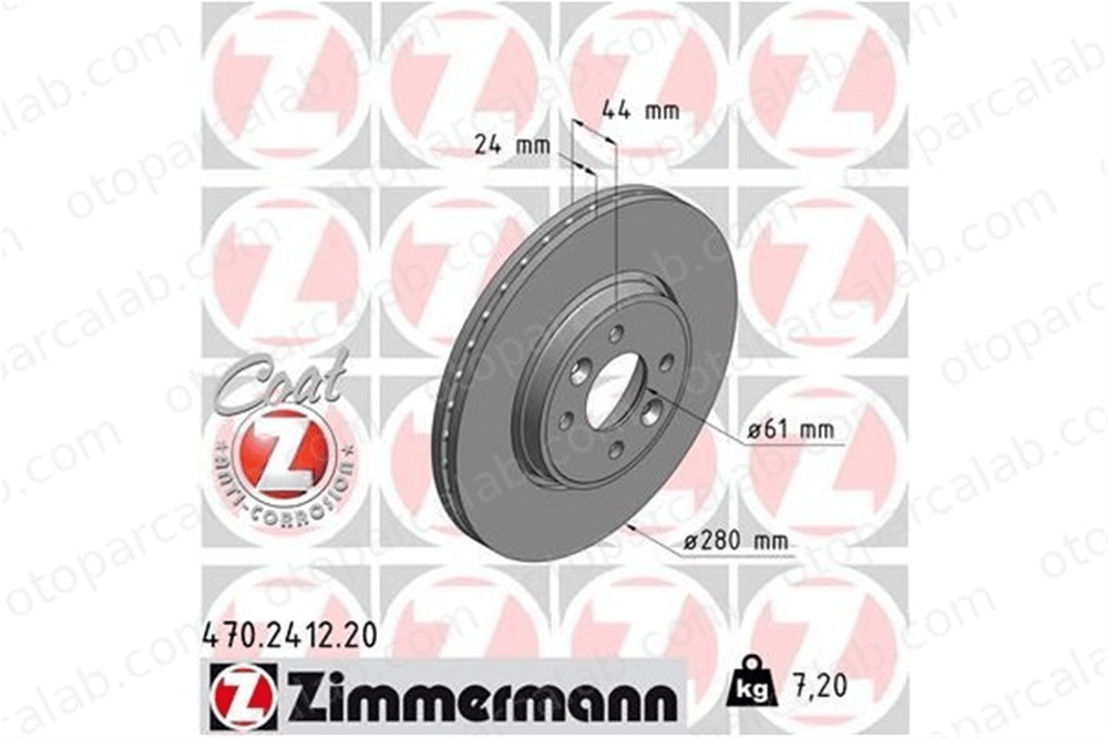 ZIMMERMANN 470.2412.20 Fren Disk Ayna Ön Sağ ve Sol RENAULT MEGANE II MEGANE II Station wagon 402068053R 7701205230