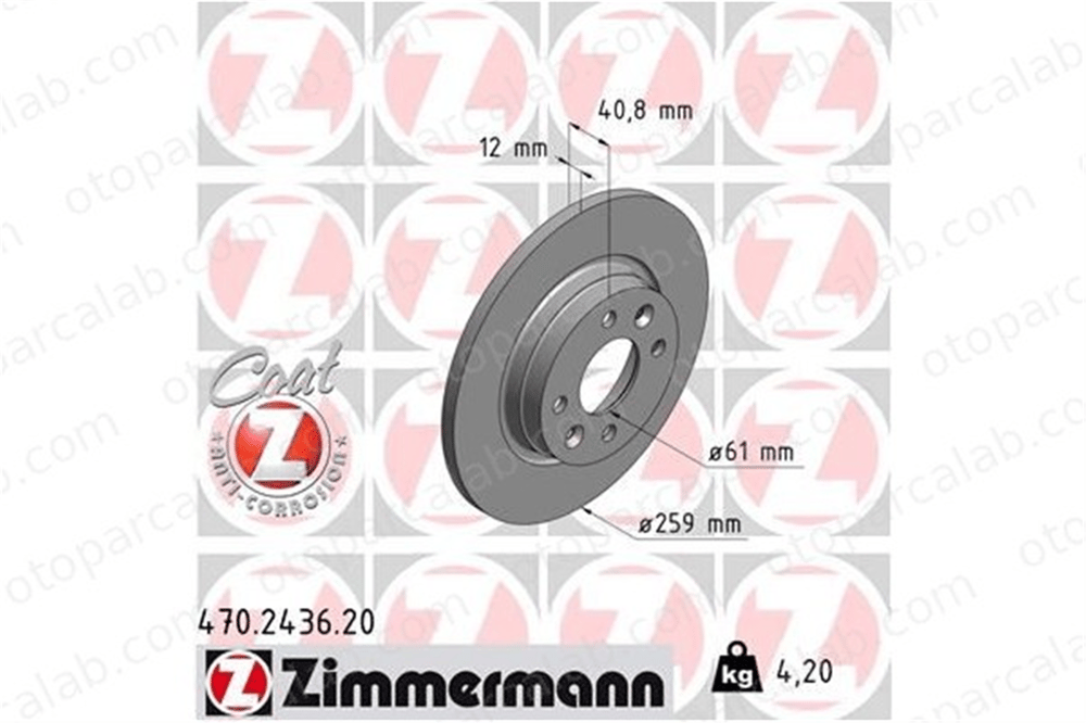ZIMMERMANN 470.2436.20 Fren Disk Ayna Ön Sağ ve Sol DACIA SANDERO LOGAN 402065345R 7701208252