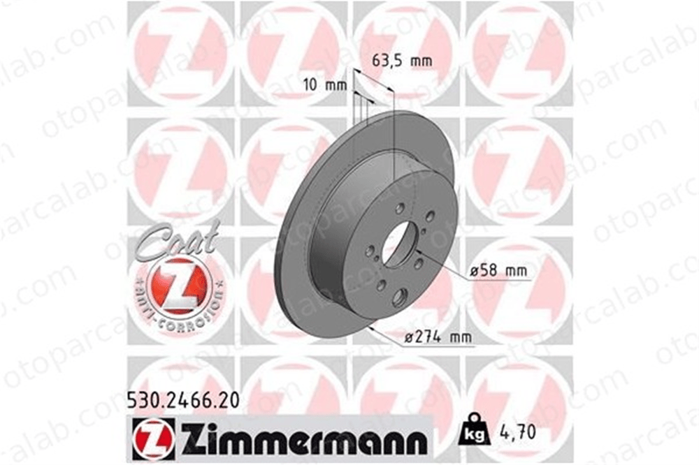 ZIMMERMANN 530.2466.20 Fren Disk Ayna Arka Sağ ve Sol SUBARU FORESTER XV 26700FJ000