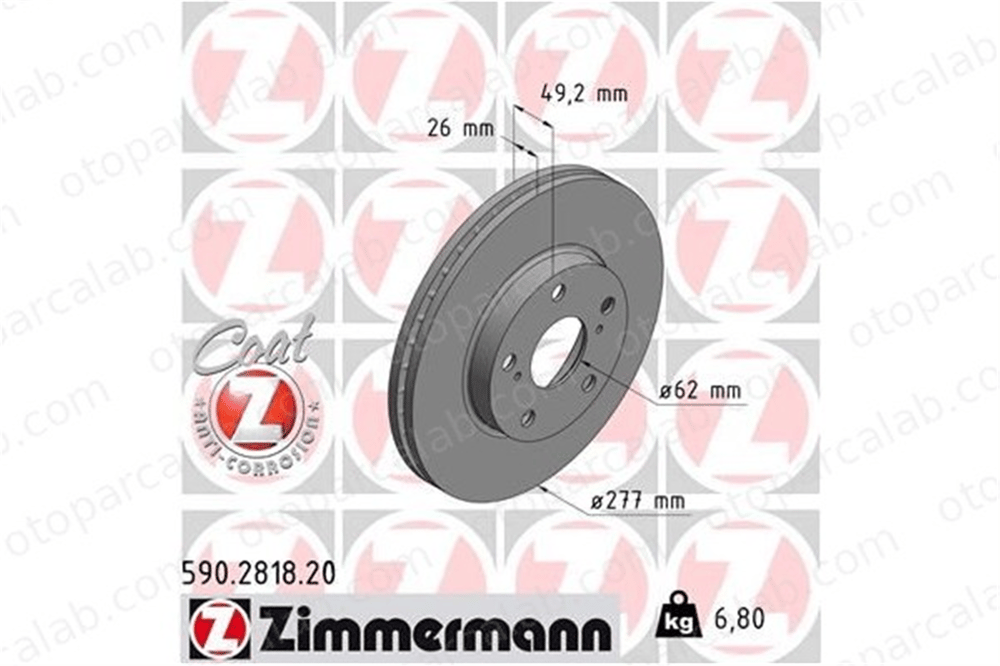 ZIMMERMANN 590.2818.20 Fren Disk Ayna Ön Sağ ve Sol TOYOTA AURIS AURIS Station wagon 4351202330