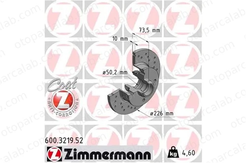 ZIMMERMANN 600.3219.52 Fren Disk Ayna Arka Sağ ve Sol SEAT IBIZA II VW GOLF II 357615601 6N0615601