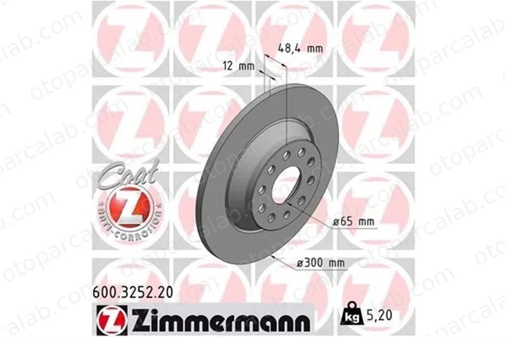 ZIMMERMANN 600.3252.20 Fren Disk Ayna Arka Sağ ve Sol VW PASSAT B8 PASSAT B8 Variant 3Q0615601 3Q0615601A