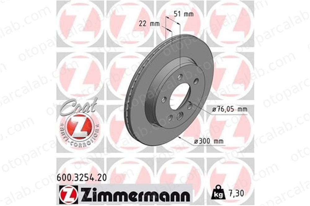 ZIMMERMANN 600.3254.20 Fren Disk Ayna Arka Sağ ve Sol VW CRAFTER Panelvan/Van MAN TGE Panelvan/Van 2N0615601 65508030001