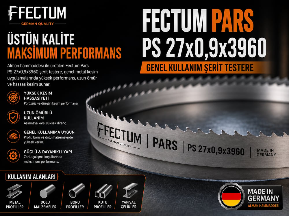 FECTUM PARS PS 27x0,9x3960 Genel Kullanım Şerit Testere