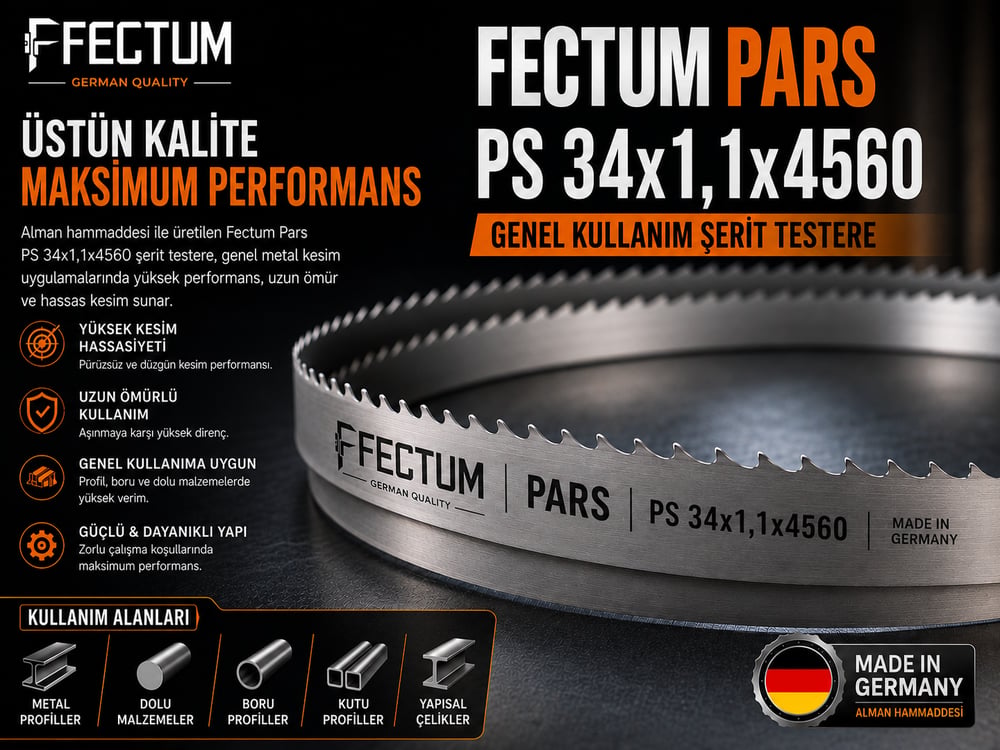 FECTUM PARS PS 34x1,1x4560 Genel Kullanım Şerit Testere