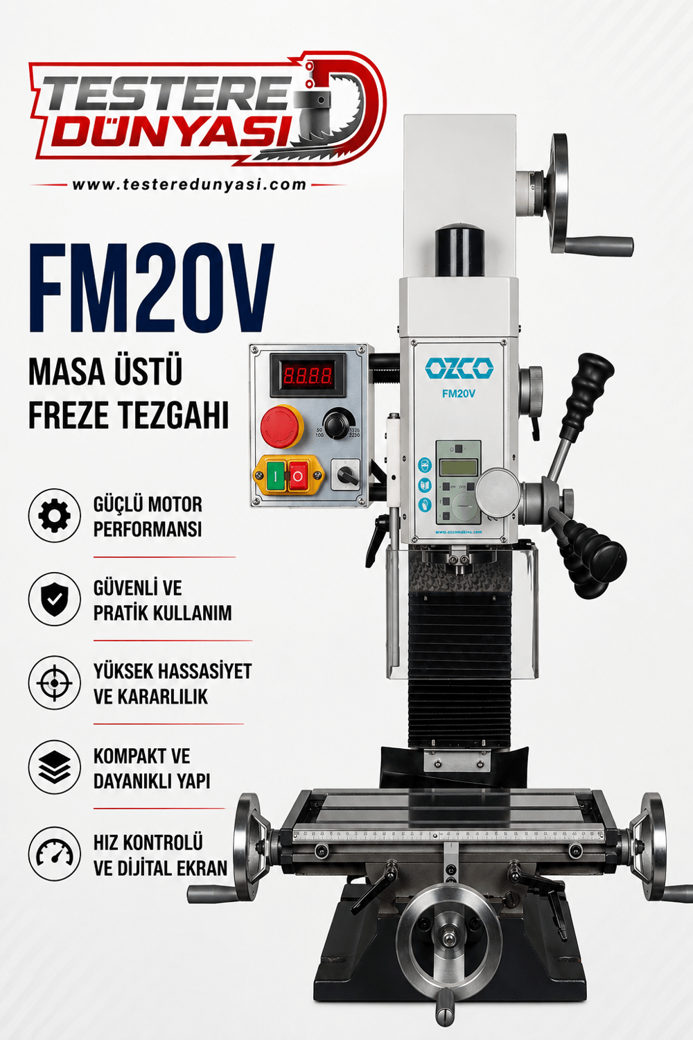 OZCO FM20V MASA ÜSTÜ FREZE TEZGAHI
