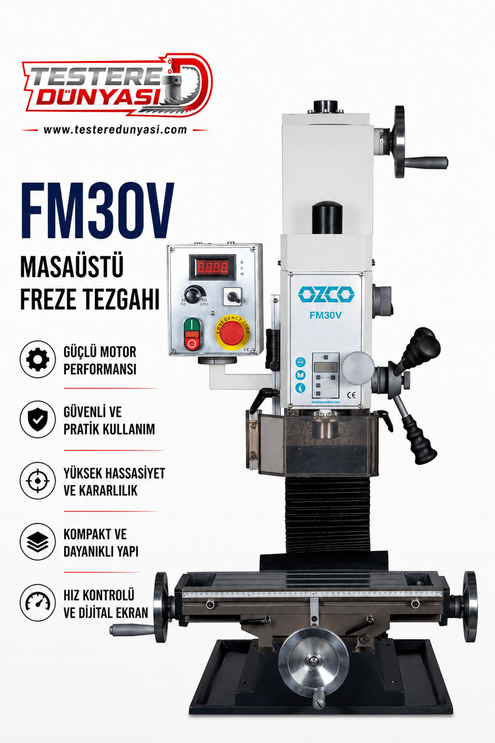 OZCO FM30V MASA ÜSTÜ FREZE TEZGAHI